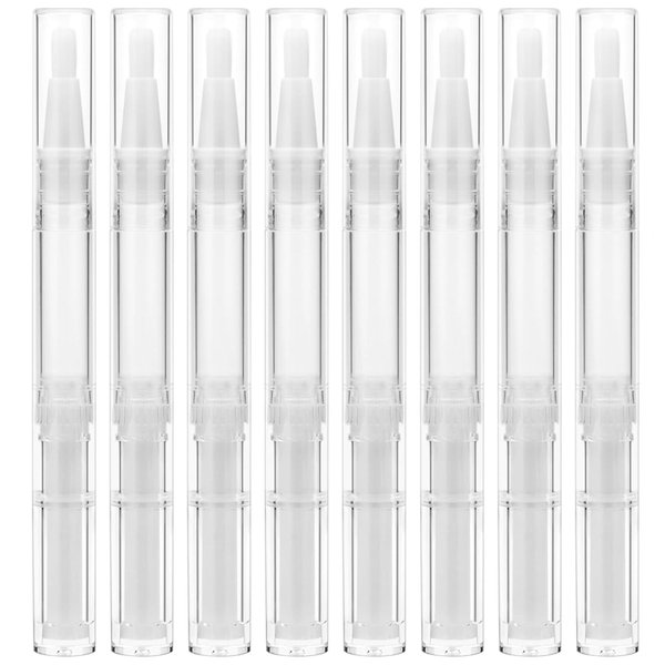 Beaufun 8Pcs Empty Cuticle Oil Pen 3ml Nail Oil Pen Transparent Twist Pens with Brush Tip Cosmetic Lip Gloss Containers Eyelash Growth Liquid Tube