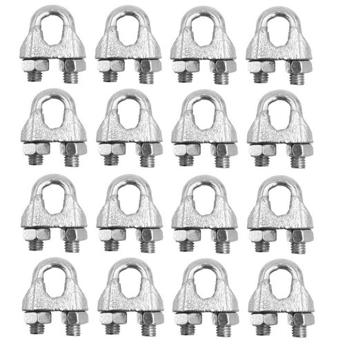 BRUFER PO-05A Wire Rope Clamp Clip for Cables Zinc Plated - 3/8" inch - Bulk Pack of 16 Pieces