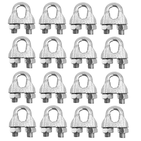 BRUFER PO-05A Wire Rope Clamp Clip for Cables Zinc Plated - 3/8" inch - Bulk Pack of 16 Pieces