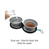 KALLAK Portable Twin Pet Bowls for Dogs or Cats, Collapsible Double Travel Dog Bowls for Food and Water Feeding, Foldable Camping Dog Bowl with Zipper Carrying Case and Carabiner