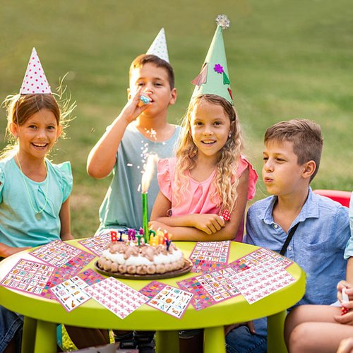 Leezead Birthday Bingo Game for Boys Girls Adults, 24 Players Birthday Bingo Cards Birthday Party Supplies Fun Birthday Party Bingo Game for School Classroom Family Birthday Holiday Party Activities