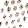 24Pcs Christmas Glitter Press on Nails Short Square Snowman French Tip Nude Design Fake Nails Xmas Cute Stick on Nails Winter Holiday Acrylic Glossy False Nails for Women and Girls Glue on Nails