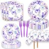 51 Pcs Butterfly Birthday Party Supplies Purple Butterfly Tablecloth Paper Plates Napkins Forks Dinnerware for Butterfly Girls Baby Shower 1st 2nd 3rd 4th Birthday Party Supplies Decorations