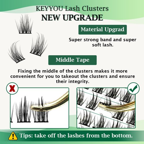 Lash Clusters 96pcs Individual Lashes D Curl 10mm Eyelash Clusters KEYYOU Volume Wispy Lash Extension Soft&Comfortable Easy DIY at Home(Y15,D-10mm)