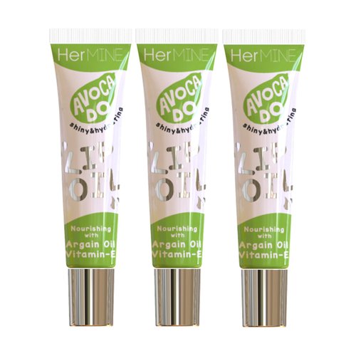 HerMINE Nourishing Lip Oil with Argan Oil & Vitamin E Clear Long Lasting Hydrating Lip Moisturizing Gel 15g / 0.52oz (Avacado)