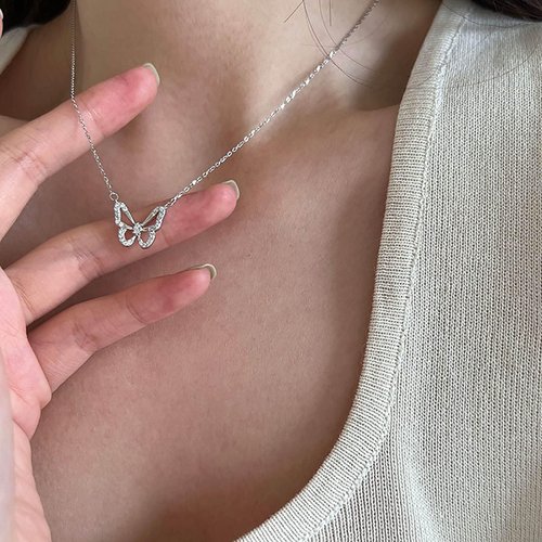 TseanYi Butterfly Necklace Silver Butterfly Cz Necklace Crystal Butterfly Pendant Necklace Mini Butterfly Necklace Chain