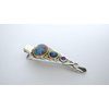 Generic Small turquoise blue and purple stone metal alligator hair clip fine thin hair