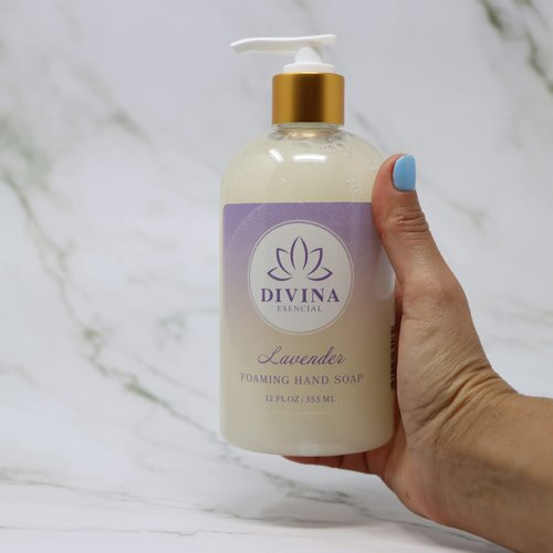Divina Esencial Calming Lavender Foaming Hand Soap, 100% Vegan, Made with Essencial Oils, No Dyes, No Harsh Cleansers, Paraben- Free, Pack of 2 (12 Fl Oz each)