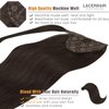 Lacer Human Hair Ponytail Extension Wrap Around with Magic Paste Dark Brown Ponytail Hair Extensions Real Human Hair Clip on Ponytails for Black Women 18 Inch 80g