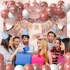 Rose Gold Birthday Party Decorations For Girl Women-Rose Gold White Balloons,Happy Birthday Banner,Fringe Curtains And Tablecloth Decorations For 13th 16th 18th 21st 30th 40th 50th Birthdat Party