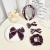 DEEKA School Uniform Plaid Hair Bows & Knotted Plaid Headband & Scrunchies Fable Hair Bow Set Alligator Clips for Toddler Girls Hair Accessories for Little School Girls (Burgundy)