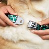 Dog Collar Seatbelt Buckle Grunge Gears Green 15 to 26 Inches 1.0 Inch Wide