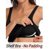 V FOR CITY Black Tank Top for Women with Shelf Bra Adjustable Wide Strap Camis Cotton Undershirt