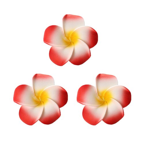 Koolgil Women's Fashion Hawaiian Foam Plumeria Flower Clips Plumeria Flower Bowknot Hair Clip for Bridal Wedding Luau Beach Tropical Vacation Party Hair Decorations (3 Pcs Red)