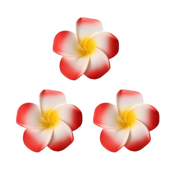 Koolgil Women's Fashion Hawaiian Foam Plumeria Flower Clips Plumeria Flower Bowknot Hair Clip for Bridal Wedding Luau Beach Tropical Vacation Party Hair Decorations (3 Pcs Red)