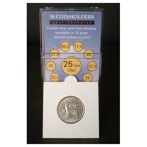 SuperSafe 50 2x2 Self-Adhesive Cardboard Coin Holders Quarters