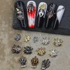 Halloween Nail Charms 3D Spider Hand Alloy Nail Art Supplies Black Gold Silver Charms Nail Jewelry for Women Halloween DIY Nail Art Decoration Accessories 36Pcs