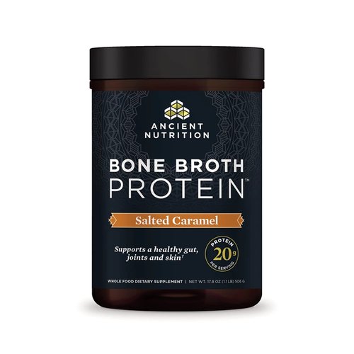 Bone Broth Protein Powder by Ancient Nutrition, Salted Caramel, 19g Protein per Serving, Beef, Supports Healthy Skin, Gut Health, Joint Supplement, Gluten Free, Paleo and Keto Friendly, 20 Servings