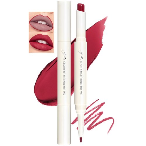 Erinde Double-ended Lipstick Lip Liner Makeup, Matte Nude Lipgloss Lipstick, Cream Lip Liner Pencil for Women, Waterproof Non-fading Full Coverage Lipstick Lip Color, Cruelty-Free, #07