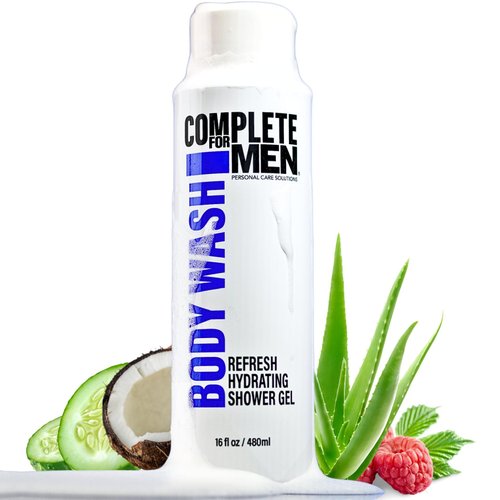 COMPLETE FOR MEN - Hydrating Shower Gel for Men: Sulfate-Free Mens Body Wash, Natural Shower Gel - Moisturizing Shower Gel for All Skin Types, Soap & Body Cleansers, Bath Gel for Dry Skin
