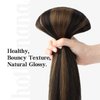 HOTBANANA Human Hair Clip in Hair Extensions, Balayage Dark Brown Mixed Chestnut Brown 120g Clip in Hair Extensions Real Human Hair Straight Remy Hair Clip Ins Dark Roots Ombre 16 Inch 7pcs