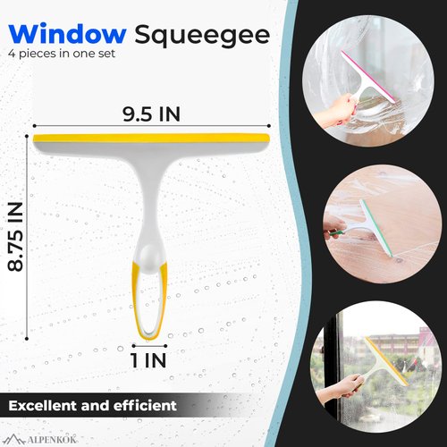 Window Cleaning Shower Glass Squeegee - 9.5Inch Small Squeegee for Shower Glass Door for Car Windshield Cleaner Tool Shower Door Window Cleaner - Mirror Cleaner Shower Squeegee for Tile with Good Grip
