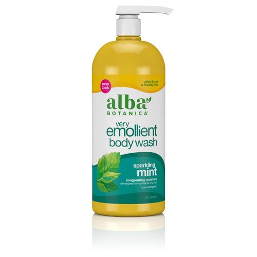 Alba Botanica Very Emollient Body Wash, Sparkling Mint, 32 Oz