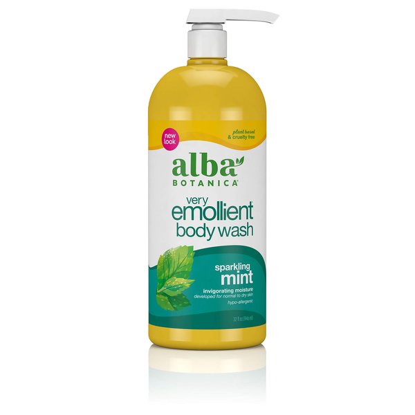 Alba Botanica Very Emollient Body Wash, Sparkling Mint, 32 Oz