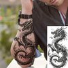 TASROI 8 Sheets Cool Dragon Temporary Tattoos For Men Women Adults, Black Realistic Dragon Tattoo Sticker Half Arm Sleeve, Waterproof Tribal Totem Fake Tattoos That Look Real and Long Lasting Set Kit