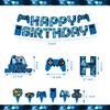 Mpanwen Blue Video Game Party Supplies - 212Pcs Gamer Gaming Party Decoration For Boys Birthday Party - Table Cover, Plates, Cups, Napkins, Utensils, Hanging Swirls, Banner, Balloons Serves 16 Guests