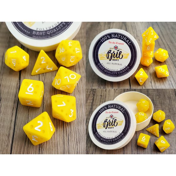 Generic Cheese DND Dice DND Dice D&D Dice Dungeons and Dragons Polyhedral Food Themed Dice Tabletop RPG
