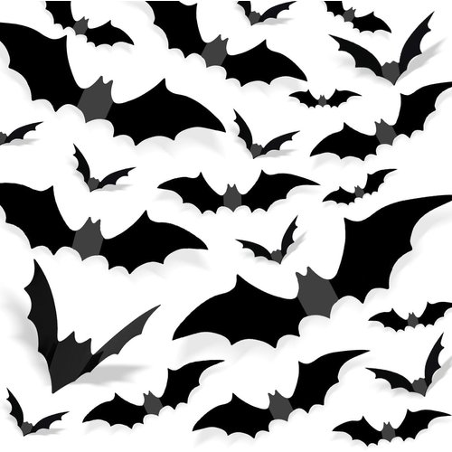 72pcs Halloween Decorations Bats,Bats Wall Deco, Halloween Bats,4 Size 3D Bat Decorations, Bats Halloween Decoration for Home Decor DIY Wall Decal, Hallowmas Party Supplies