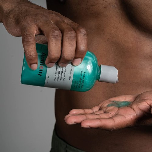 Anthony Mens Body Wash and Shampoo: Invigorating Rush 2-In-1 Liquid Gel Soap & Hair Shampoo – Pine Wood Scent Contains Eucalyptus Extract, Canadian Balsam & Birch Leaf 12 Fl Oz