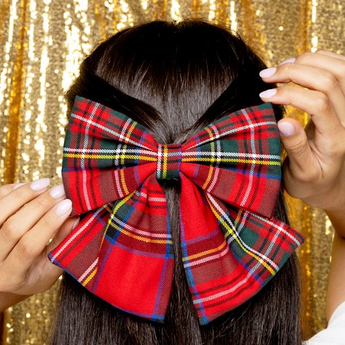 Scunci by Conair Tartan Bow Barrette - hair bows - holiday - gifts for teen girls - hair accessories for women - stocking stuffers - hair barrettes- red bow