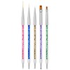 AIBEE Nail Art Brushes, 5pcs Double-Ended Acrylic Nail Brush Including 7/9/11mm Nail Liner Brush Flat Brushes and Nail Dotting Tools for Nail Art Design