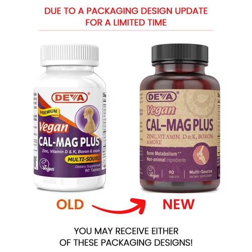 DEVA Vegan Calcium Magnesium Supplement Plus, Zinc, Vitamin C, Vitamin D, Vitamin K, Boron, Sugar Free & Gluten Free, 90-Tablets