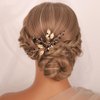 Kercisbeauty Dainty Black Rhinestones Beads Gold Leaf Hair Comb for Women Girls Wedding Bridal Hair Piece Jewelry