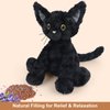 SuzziPals Coolable & Heatable Cat Stuffed Animals，Microwavable Stuffed Animal Heating Pad for Period Cramps, Lavender Scent Cat Plush for Anxiety, Black Cat Plush Gift for Kids & Aldults