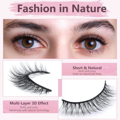 SONAFEEL False Lashes Natural Look Eye Lashes Pack Short Natural Eyelashes Wispy Strip Lashes Small Crisscross Daily Fake Eyelashes Reusable Faux 3d Mink Lashes Pestañas Postizas Naturales