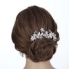 Latious Silver Bride Wedding Flower Hair Comb Floral Bridal Hair Clip Pearl Hair Piece Hair Accessories for Women and Girls
