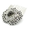 Medium Decorative Hair Comb Rhinestone Crystal Rose Bridal Hair Comb, White