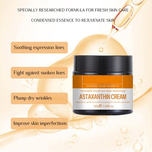 Grospe Astaxanthin Face Cream Anti Aging Moisturizing Quick Absorption Moisturizing Antioxidant Facial Cream Reduce Wrinkles Shrink Pores Skin Care 50g