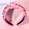 Valentine’s Day Heart Headbands for Women Valentine’s Day Accessories Jeweled Beaded Heart Knotted Headband Pink Red Rhinestone Wide Top Knot Headband Valentine Party Favors Gifts (Heart Headband 4)