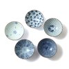 Mino Ware Japanese Pottery Set - Traditional Japanese Rice Bowls - Blue and White Asian Bowls - Hand Painted Bowls - Premium Japanese Ceramic - 5 pieces Japanese Soup Bowl Set
