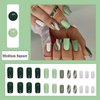 BAOYAALIN Green Press on Nails Medium Square Fake Nails with Fashion Swirl Design Full Cover Press ons Artificial Acrylic False Stick on Nail for Women Girls Daily Wear Wedding Manicure 24Pcs