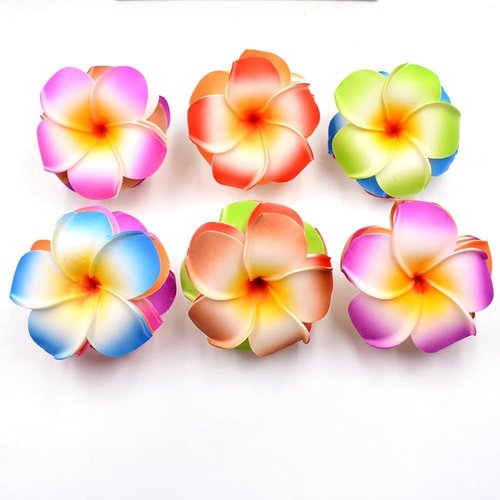 10Pcs Multicolor Cute Hawaii Plumeria Flower Clips Hawaiian Flower Hair Barrettes Beach Party Hair Clips Artificial Tropical Flower Hairpins for Wedding Hair Accessories (7cm)