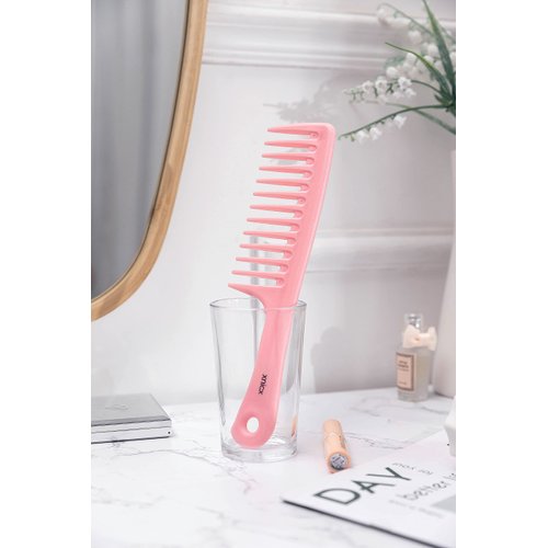 xnicx 3pcs Wide Tooth Comb Set,Detangling Hair Comb for Curly,Wet,Thick Hair,Hair Brush Shower Comb Detangler Hair Wide Comb with Care Handgrip Comb Styling Comb for Women,Men Macaron Pink