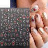 Maigitur Valentine's Day Star Moon Nail Stickers, Self-Adhesive Golden Heart Nail Art Decals for DIY Nail Decorations (6Sheets)