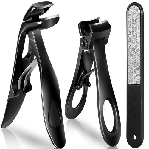 Vepkuso Nail Clippers for Seniors, Wide Jaw Fingernail Clippers and Angled Head Toenail Clippers for Thick Nail, Professional German Nail Clippers for Men, Women&Pregnant，Black