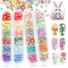 24 Grid Easter Nail Art Glitter Sequins, Kalolary Easter 3D Nail Art Glitter Stickers Decals Nail Art Supplie Mixed Shapes Cute Eggs Rabbits Carrot for Women Nail Art Decor and DIY Craft